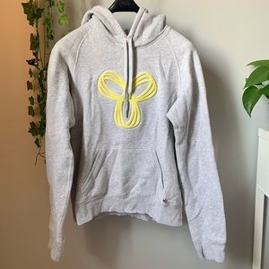 TNA Aritzia Light Grey Baltic Hoodie with Yellow Logo